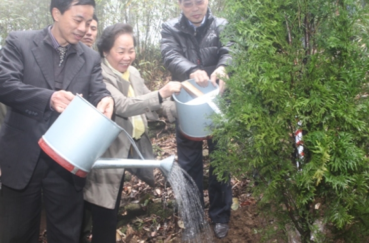 Phó Chủ tịch nước và Chủ tịch Tập đoàn HUD dâng hương, trồng cây lưu niệm tại Đền thờ Bác Hồ (Vườn Quốc gia Ba Vì – Hà Nội)   