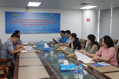 Công đoàn Xây dựng Việt Nam làm việc với Công đoàn Tổng công ty HUD về công tác phát triển đoàn viên và thành lập công đoàn cơ sở năm 2024