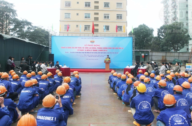 Tổng công ty HUD Tổ chức Lễ phát động hưởng ứng Tuần lễ Quốc gia ATVSLĐ & PCCN lần thứ 16 năm 2014