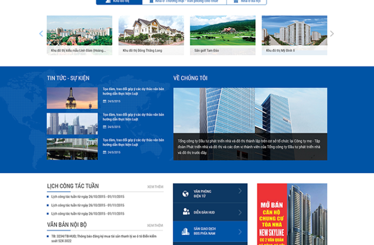 Thay đổi giao diện Website hud.com.vn