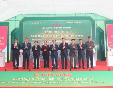 HUD khởi công xây dựng Dự án Nhà ở xã hội HUD - Phú Mỹ (Giai đoạn I) thuộc Khu đô thị mới Phú Mỹ tại tỉnh Quảng Ngãi