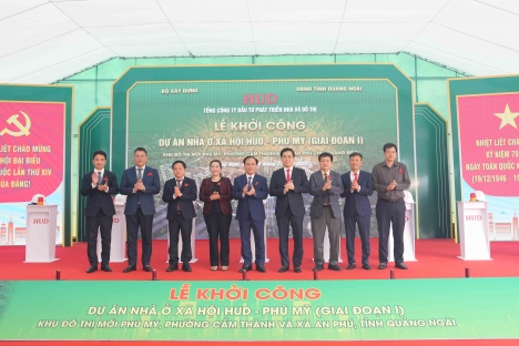HUD khởi công xây dựng Dự án Nhà ở xã hội HUD - Phú Mỹ (Giai đoạn I) thuộc Khu đô thị mới Phú Mỹ tại tỉnh Quảng Ngãi