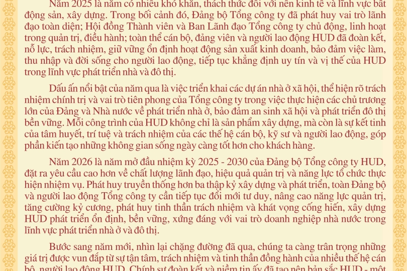 Thư chúc tết của đ/c Bí thư Đảng ủy, Chủ tịch Hội đồng thành viên Tổng công ty đến CBNV, người lao động Tổng công ty nhân dịp Xuân Bính Ngọ 2026