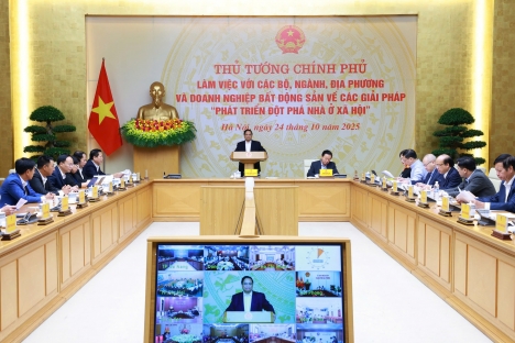 Thủ tướng Chính phủ làm việc với các bộ, ngành, địa phương và doanh nghiệp bất động sản về các giải pháp “phát triển đột phá nhà ở xã hội”